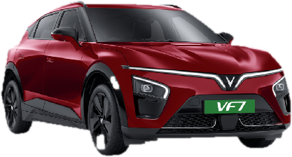VinFast VF 7 in red, front three-quarter view