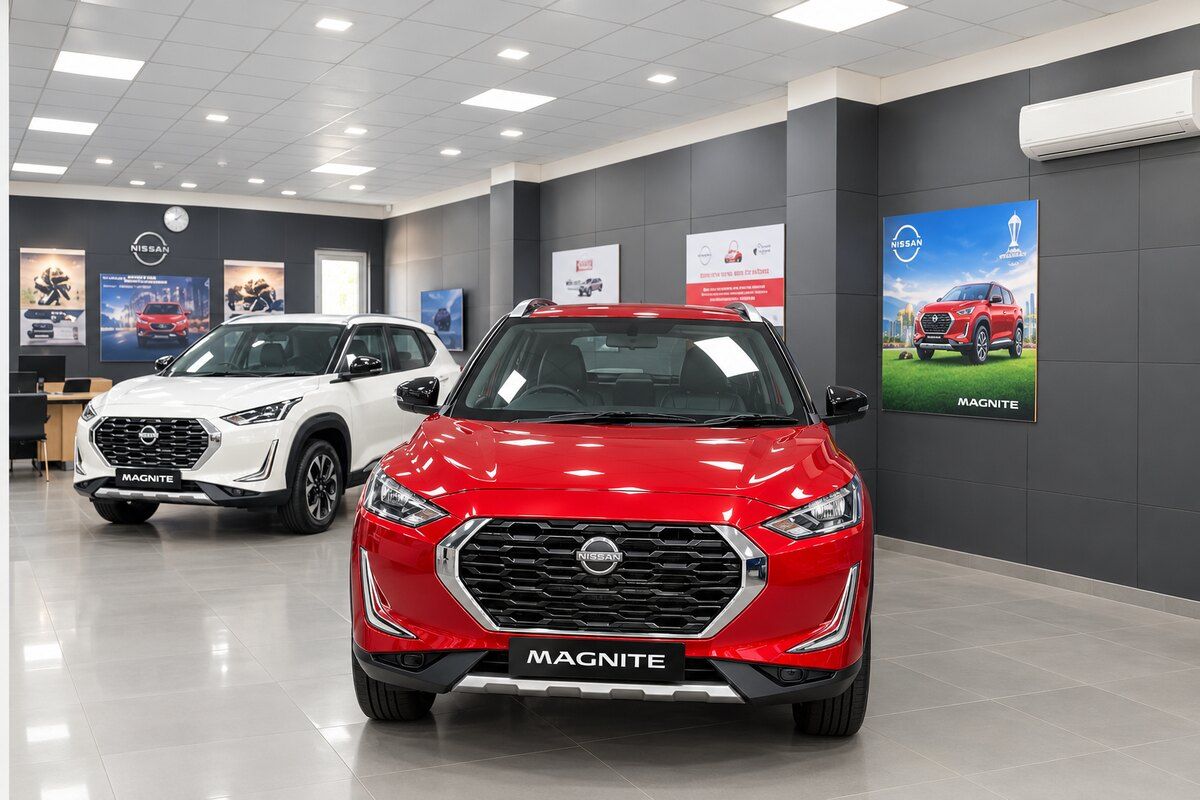 Nissan Magnites displayed inside a YouWe Nissan showroom